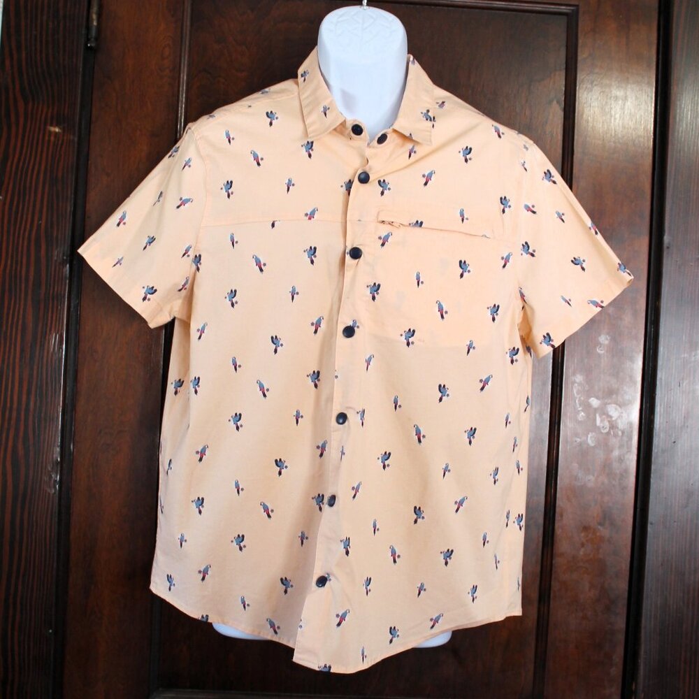 Ecothreads Men's Short Sleeve Snap Front Parrot Shirt, Large